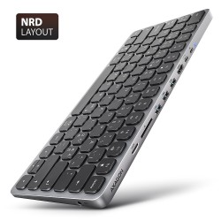 AXAGON Klawiatura HMC-KB-NRD USB-C 5Gbps z wieloportowy hub 9in1,