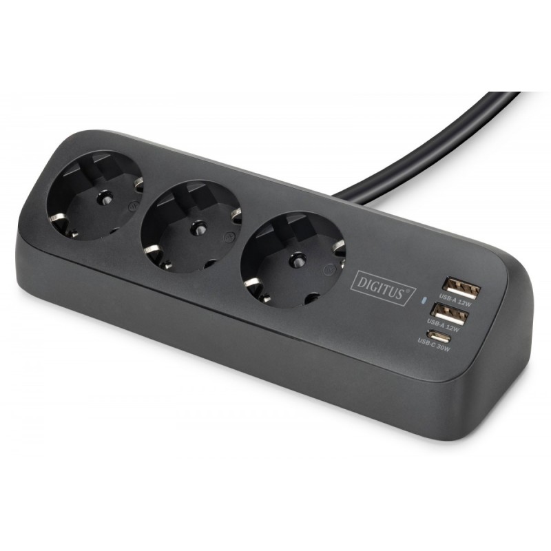 Listwa zasilająca biurkowa DIGITUS 3 gniazda Schuko, 2x USB-… | PartsPC.pl