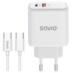 Ładowarka sieciowa 20W SAVIO LA-13 + Kabel Quick Charge Powe… | PartsPC.pl
