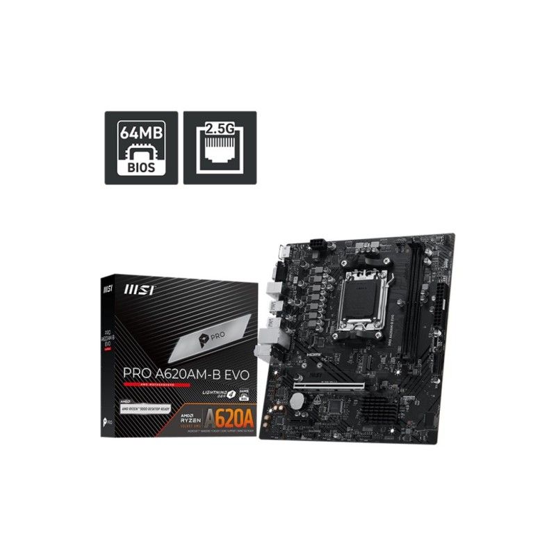 Płyta MSI PRO A620AM-B EVO /AMD A620/DDR5/SATA3/M.2/USB3.0/P… | PartsPC.pl
