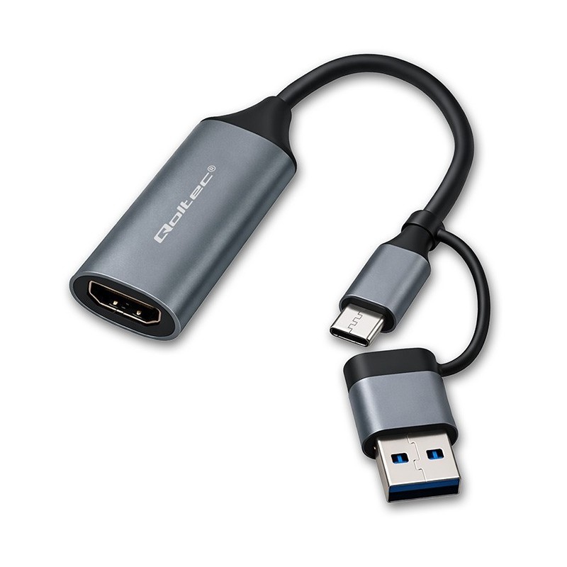 Kabel adapter Qoltec USB-C USB-A | HDMI | 4K 30Hz | Aluminiu… | PartsPC.pl