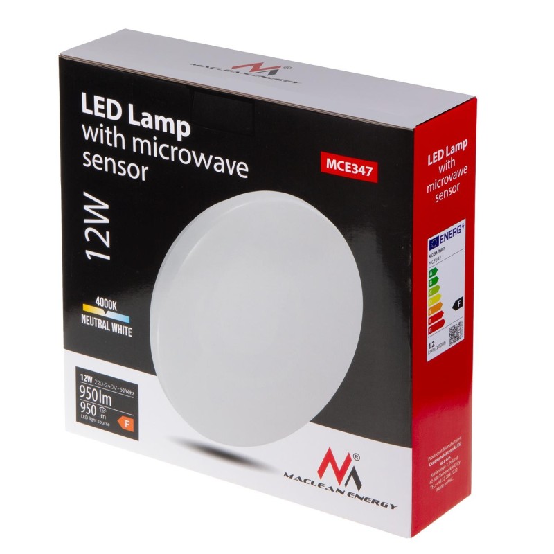 Lampa LED z czujnikiem Maclean MCE347, sufitowa, czujnik mikrofalowy
