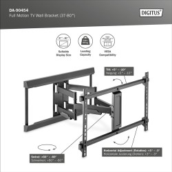 Uchwyt ścienny DIGITUS do TV 37-80" 60kg max. VESA 600x400 z… | PartsPC.pl