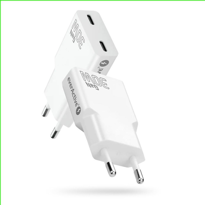 Ładowarka sieciowa everActive GaN SUPER SLIM SC-385Q QC4+ 2x… | PartsPC.pl