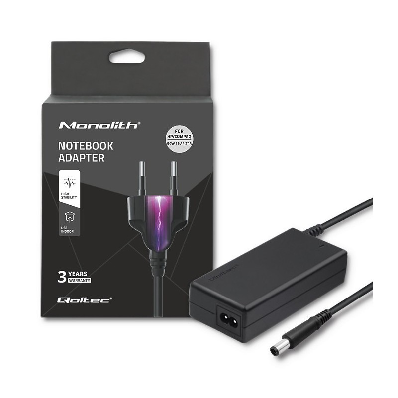 Zasilacz sieciowy Qoltec do HP 90W 19V 4,74A 7.4*5.0+pin | PartsPC.pl