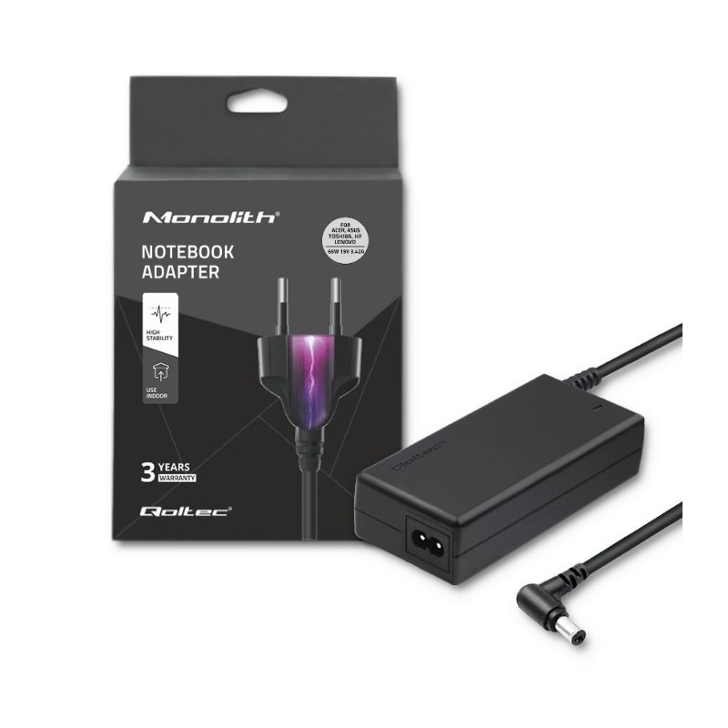 Zasilacz sieciowy Qoltec 65W 19V 3,42A 5.5*2.5 | PartsPC.pl