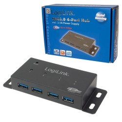 LogiLink HUB 4xUSB3.0 Aktywny Metalowa obudowa | PartsPC.pl
