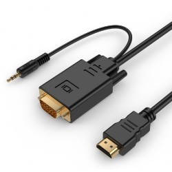 Gembird Konwerter HDMI do VGA mini Jack 1.8 m czarny | PartsPC.pl