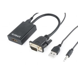 Gembird Konwerter VGA do HDMI 15 cm czarny | PartsPC.pl