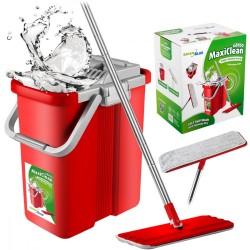 Mop płaski Greenblue GB850 z wiadrem i wyciskaczem MaxiClean + dwa wkłady