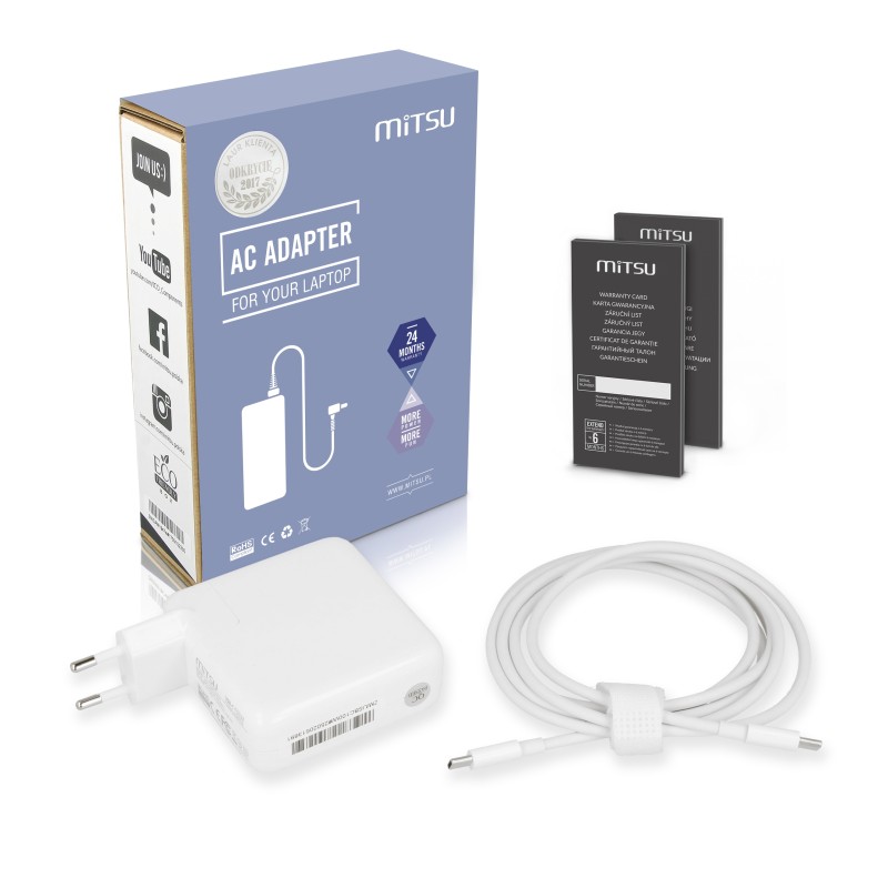Zasilacz sieciowy Mitsu 100W USB-C, USBC, 5-20V, 3-5A (white… | PartsPC.pl