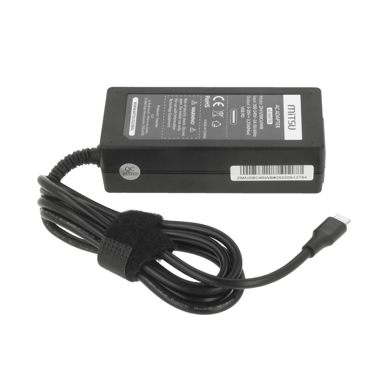Zasilacz sieciowy Mitsu 65W USB-C, USBC, 5-20V, 3-3.25... | PartsPC.pl
