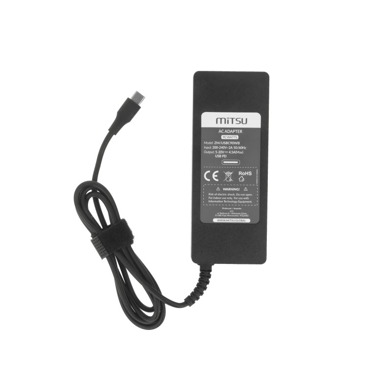 Zasilacz sieciowy Mitsu 90W USB-C, USBC, 5-20V, 3-4.5A... | PartsPC.pl
