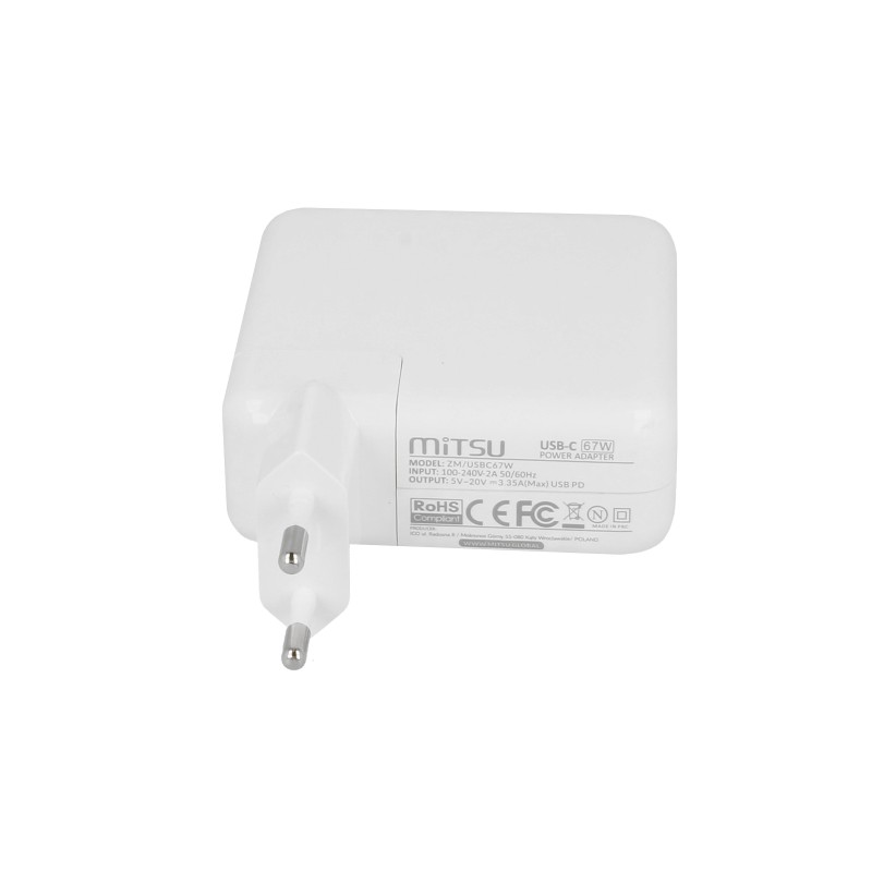 Zasilacz sieciowy Mitsu 67W USB-C, USBC, 5-20V, 3-3.35... | PartsPC.pl