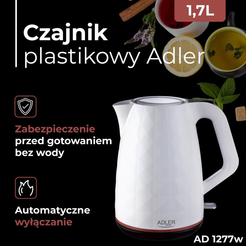 Czajnik elektryczny Adler AD 1277 white 1,7 l | PartsPC.pl
