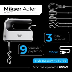 Mikser Adler AD 4229 z wyświetlaczem LCD | PartsPC.pl