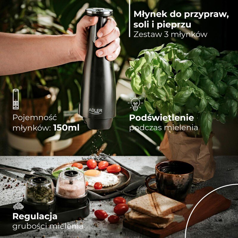 Młynek do przypraw na USB, 3w1 Adler AD 4449b