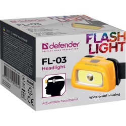 Latarka Defender FL-03, LED + COB, 3 tryby, czołowa | PartsPC.pl