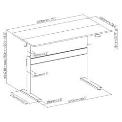 Biurko stolik z blatem 140x68cm ER453 regulacja | PartsPC.pl
