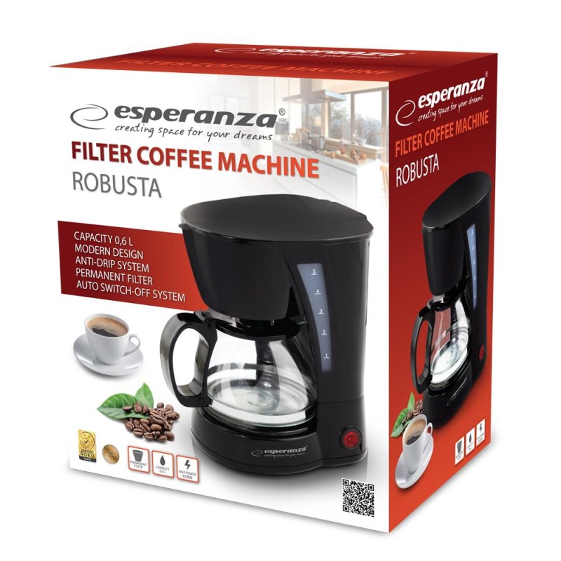 Ekspres do kawy Esperanza EKC006 Robusta przelewowy 0,6l cza… | PartsPC.pl