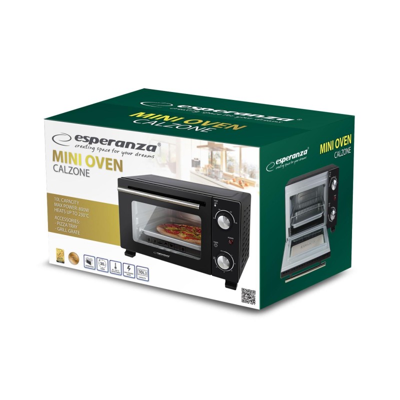 Piekarnik mini z konwekcją ESPERANZA CALZONE 10L | PartsPC.pl