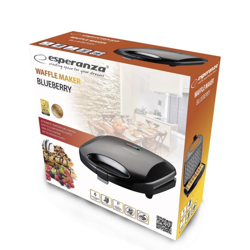 Gofrownica Esperanza Blueberry 1000W EKT008 | PartsPC.pl