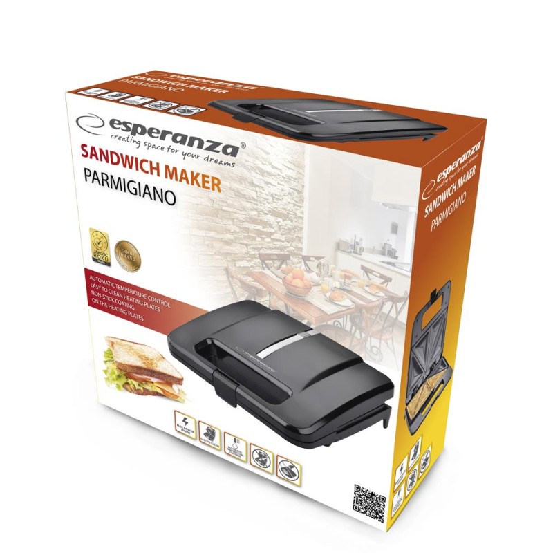 Opiekacz do kanapek Esperanza PARMIGIANO EKT010 czarny | PartsPC.pl