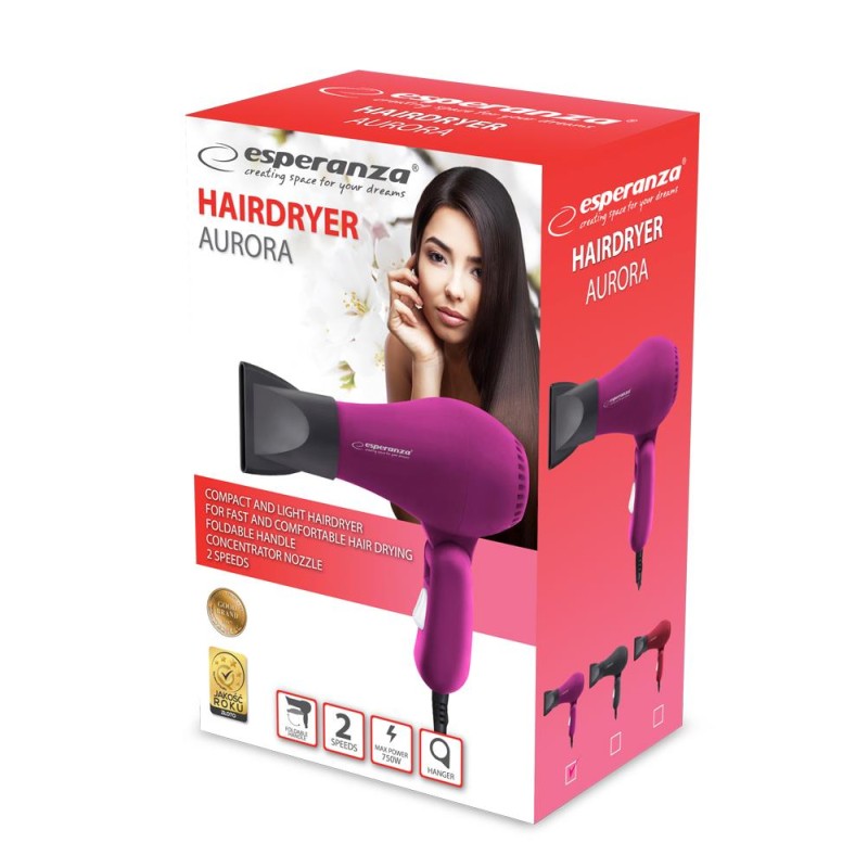 Suszarka do włosów Esperanza Aurora 750W Pink | PartsPC.pl