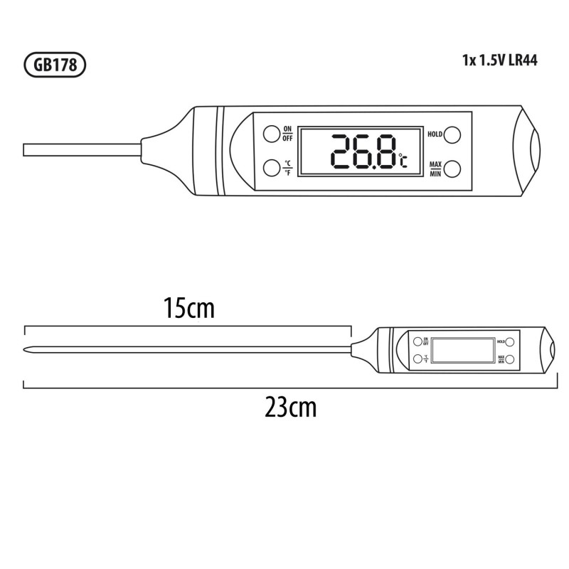 Termometr/sonda do żywności Greenblue GB178 | PartsPC.pl