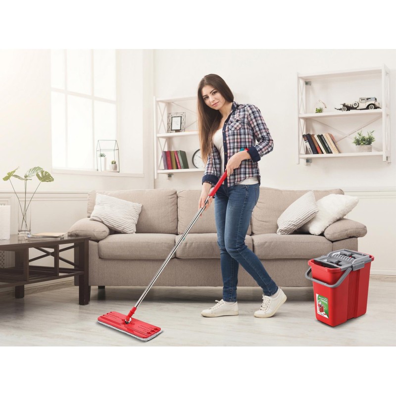 Mop płaski Greenblue GB850 z wiadrem i wyciskaczem MaxiClean + dwa wkłady