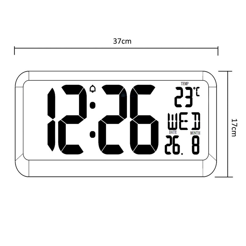 Zegar ścienny LCD bardzo duży GreenBlue GB214 temperatura, data