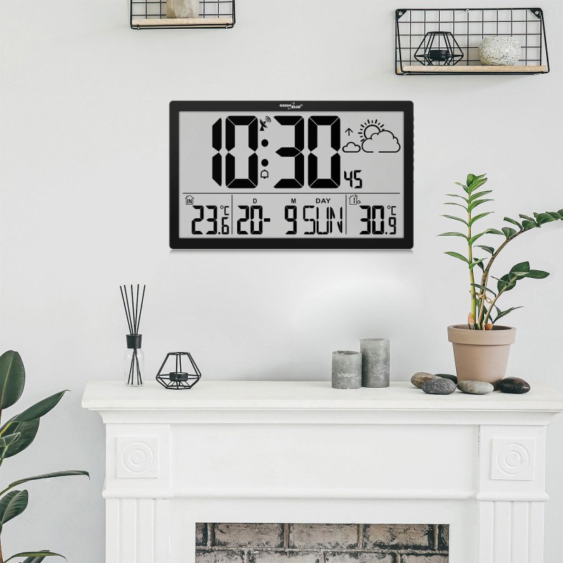 Zegar ścienny LCD bardzo duży GreenBlue GB218 temperatura, d… | PartsPC.pl