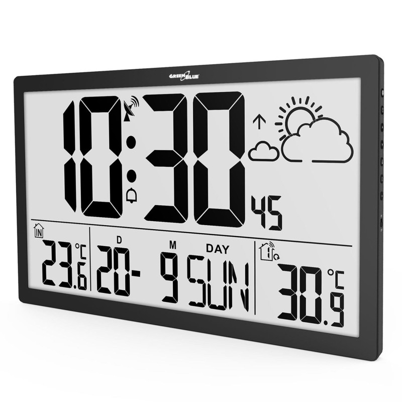 Zegar ścienny LCD bardzo duży GreenBlue GB218 temperatura, d… | PartsPC.pl