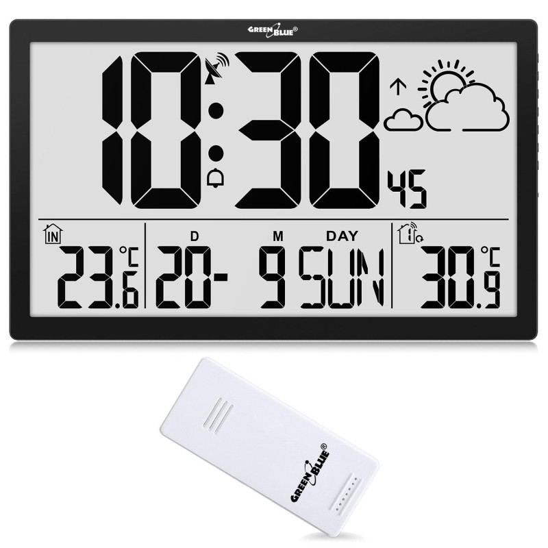 Zegar ścienny LCD bardzo duży GreenBlue GB218 temperatura, d… | PartsPC.pl