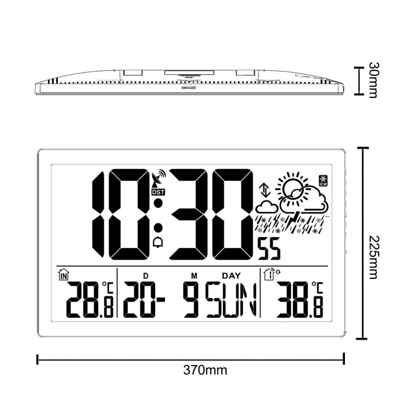 Zegar ścienny LCD bardzo duży GreenBlue GB218 temperatura, d… | PartsPC.pl