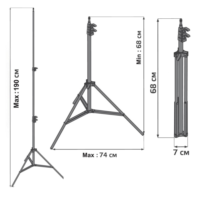 Statyw do lampy pierścieniowej LED 12'' Maclean MC-163 max. wysokość 190cm,