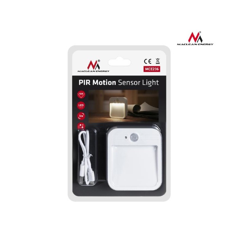 Lampa LED schodowa z sensorem ruchu Maclean MCE236, magnes, haczyk,