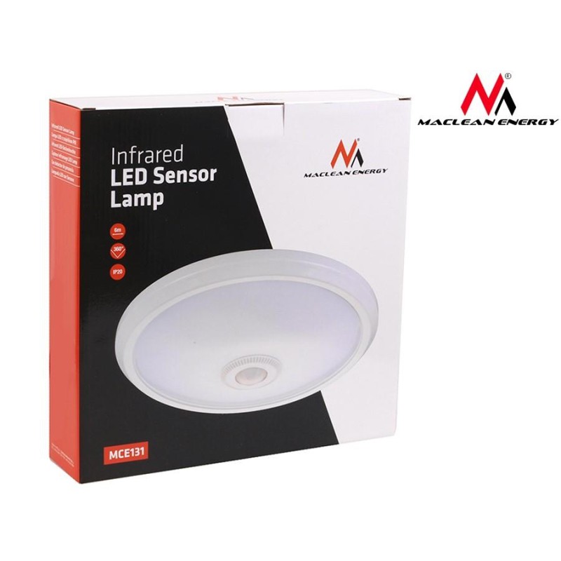 Plafon LED Maclean MCE131 12W z czujnikiem ruchu pir zasięg 6m