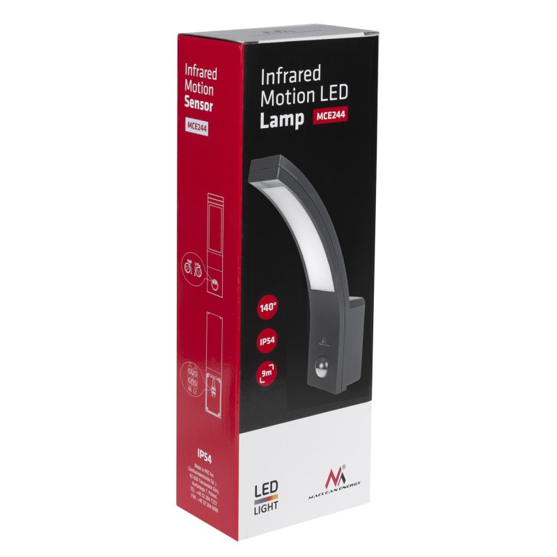Lampa LED Maclean MCE244 GR z czujnikiem ruchu na podczerwień 750lm 10W