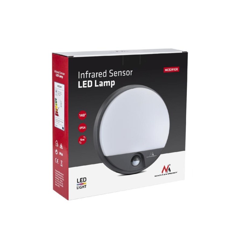 Lampa LED Maclean MCE291 GR z czujnikiem ruchu na podczerwie… | PartsPC.pl