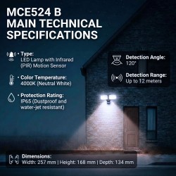 Lampa LED Maclean MCE524 B, z czujnikiem PIR, 20W, 1500lm, I… | PartsPC.pl