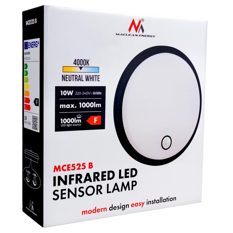 Lampa LED z czujnikiem ruchu Maclean MCE525 B, czujnik PIR, … | PartsPC.pl