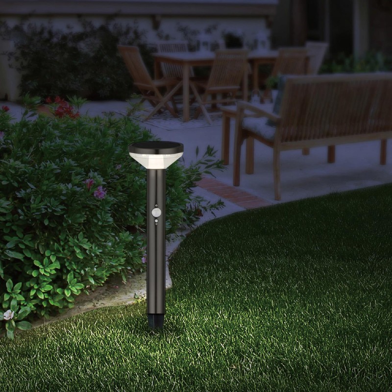 Lampa solarna LED z czujnikiem Maclean MCE465 B, czarna, IP44, 3 tryby