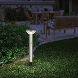 Lampa solarna LED z czujnikiem Maclean MCE465 C/M, chrom mat, IP44, 3 tryby