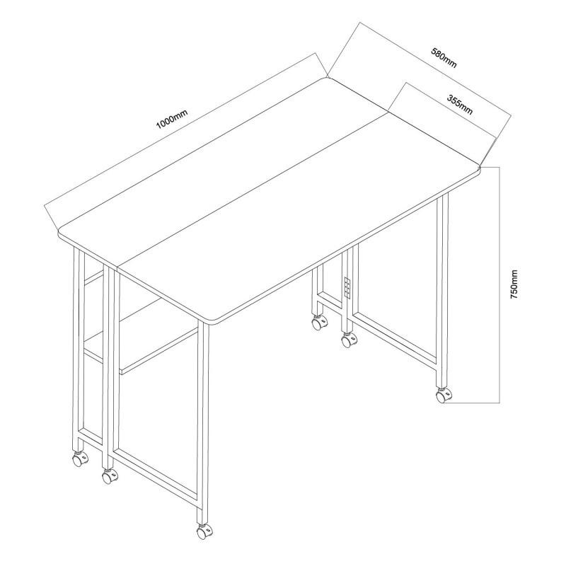 Maclean Składane biurko stolik MC-126 B blat 100x58 cm, max … | PartsPC.pl
