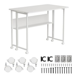Biurko składane Maclean MC-126 W, białe, mobilne 100x58cm, m… | PartsPC.pl