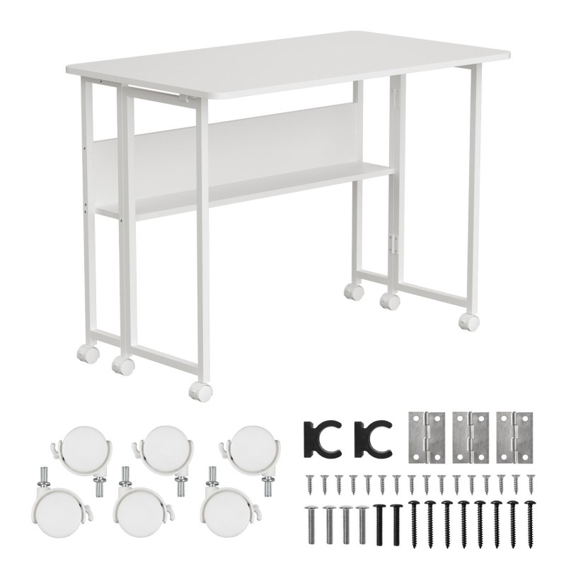 Biurko składane Maclean MC-126 W, białe, mobilne 100x58cm, m… | PartsPC.pl