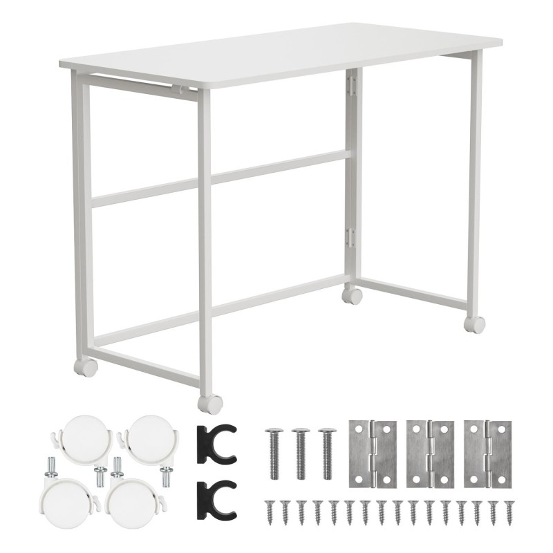 Biurko składane Maclean MC-1250 W, białe, mobilne, 100x50cm,… | PartsPC.pl