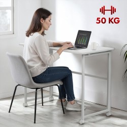 Biurko składane Maclean MC-1250 W, białe, mobilne, 100x50cm,… | PartsPC.pl