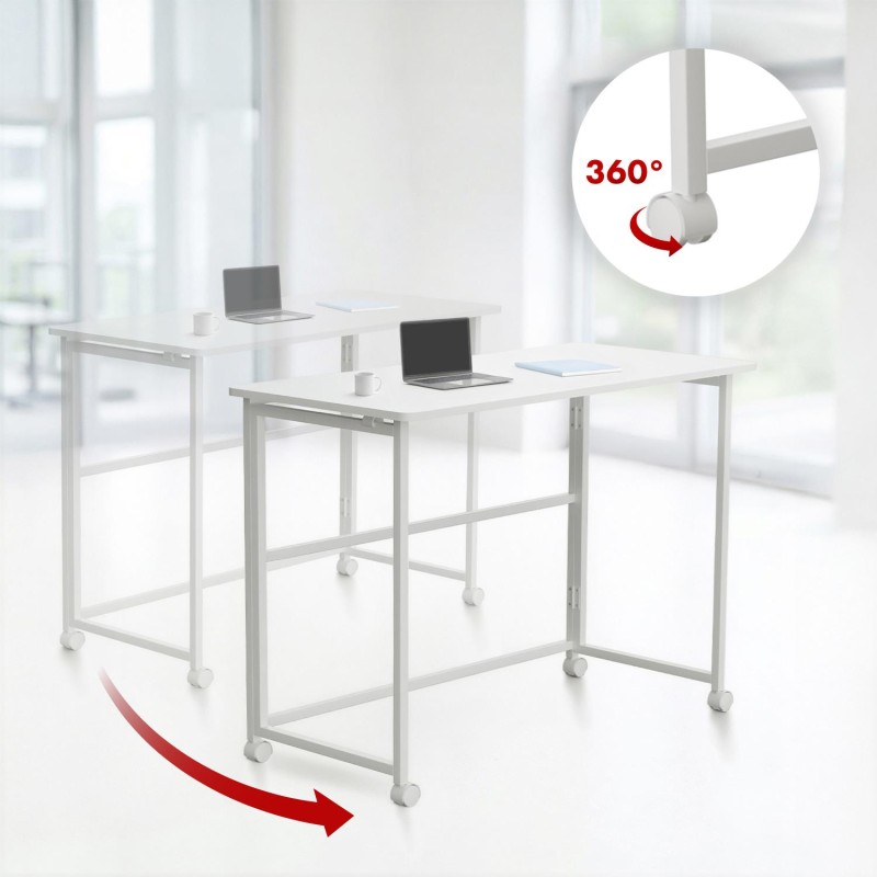 Biurko składane Maclean MC-1250 W, białe, mobilne, 100x50cm,… | PartsPC.pl